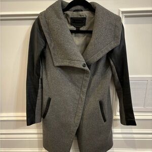 Danier long wool and leather sleeve coat - UK 4 fits like a small